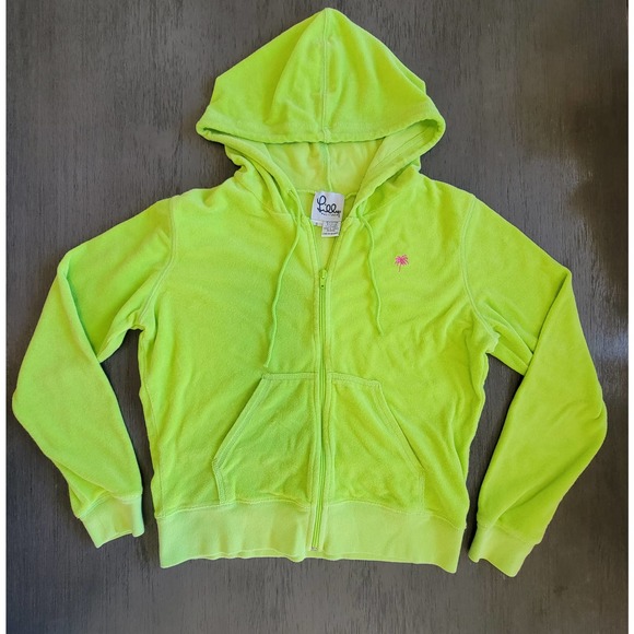 Lilly Pulitzer Vintage 90s Bright Lime Green Terry Cloth‎ Jacket Size Small - Picture 1 of 9